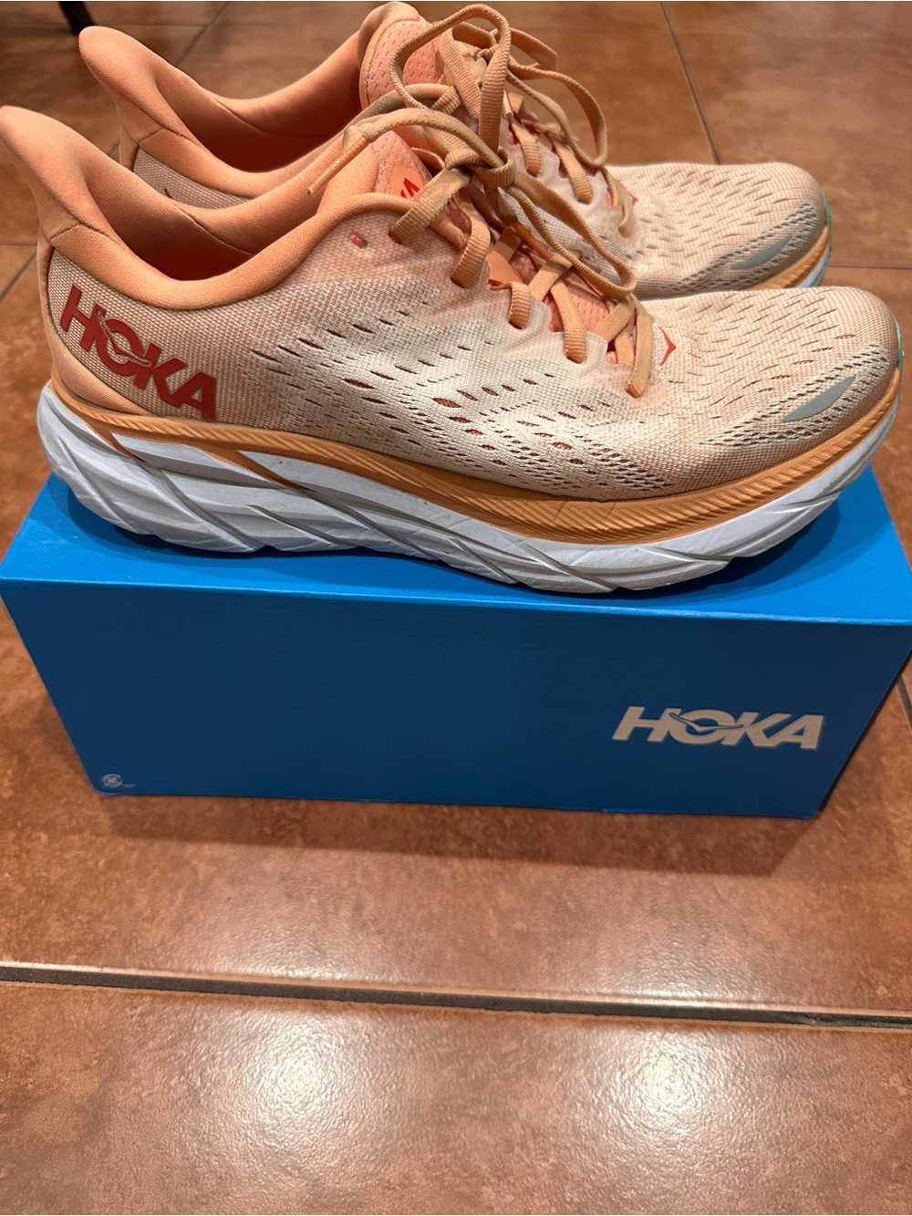 Hoka Women's Athletic Shoes in Peach and Coral